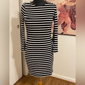 French Connection Black/White Stripe Cotton Dress Size 12
